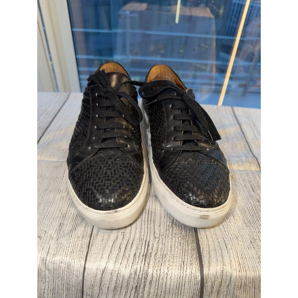 TAFT Sneaker Black Woven Leather EU 42 Low Top Men's Casual Lace-up Sneaker - Picture 5 of 11